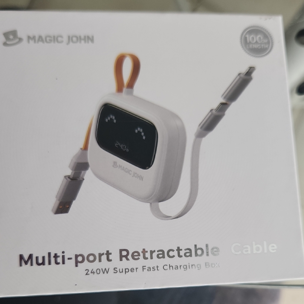 Multi-port Retractable Cable - White